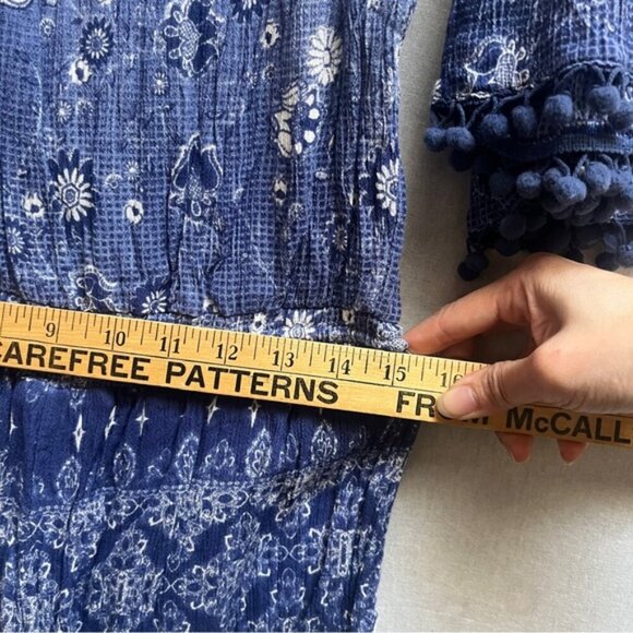 Raga Anthropologie Luana Off-The-Shoulder Romper Pom Pom sleeve Sz XS - Picture 9 of 10